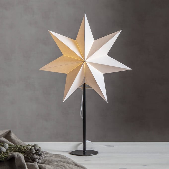 STAR TRADING Staande ster Mixa, metaal/papier zwart/wit