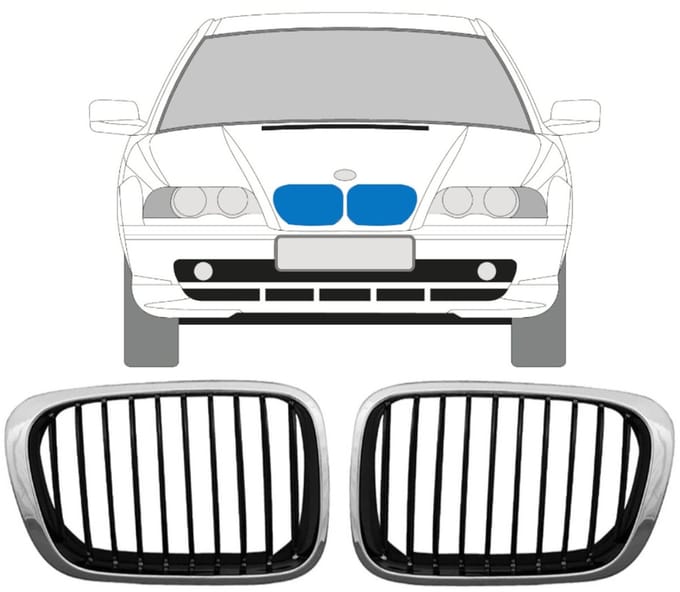 Grill voor BMW 3 E46 1998-2006 / Links + Rechts / Set