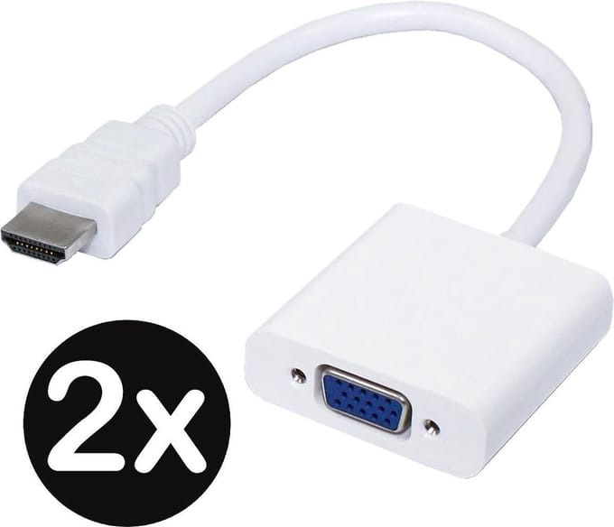 HDMI naar VGA Adapter Kabel Converter 1080p Full HD - Wit - 2 PACK