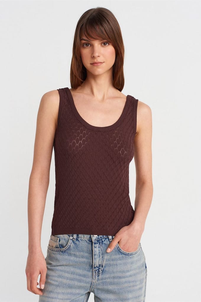 Getextureerde Geribbelde Mouwloze Blouse
