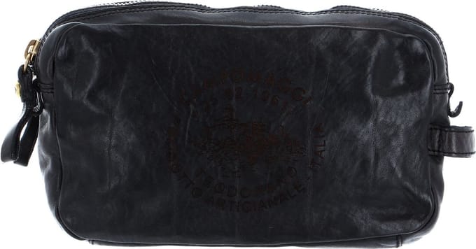 CAMPOMAGGI Leren Toilettas Beauty Bag Grigio Bruine