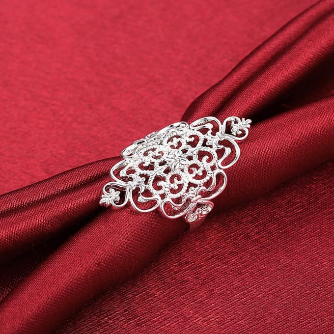 Kleur Zilver Mooie Ring Mooi Mode Bruiloft Feest Mooi Dames Retro Dames Ring Sieraden Klassiek Cadeau 9 red
