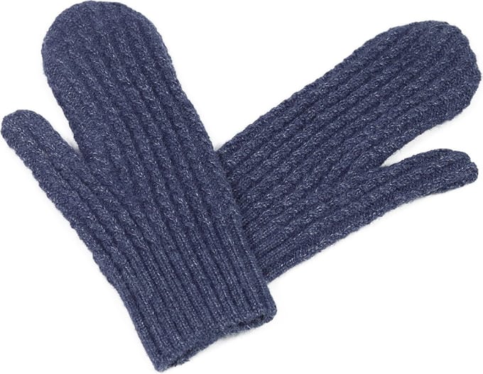 Donkerblauw gemêleerde wanten voor dames - basic gebreide wanten - donkerblauw/grijs - one size - STUDIO Ivana