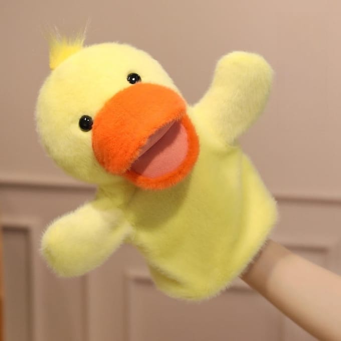 Kikker Dier Handpop Verhalen Vertellen Eend Knuffel Pluche Haai Speelgoed Simulatie Beweegbare Mond Hand Vinger Verhaal Poppetje orange