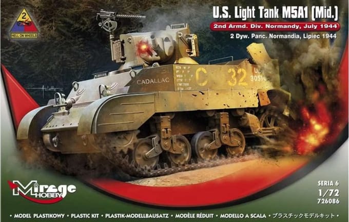 Bouwpakket Mirage-Hobby Mirage 726086, U.S. Light Tank M5A1 (Mid.) '2nd Armd.