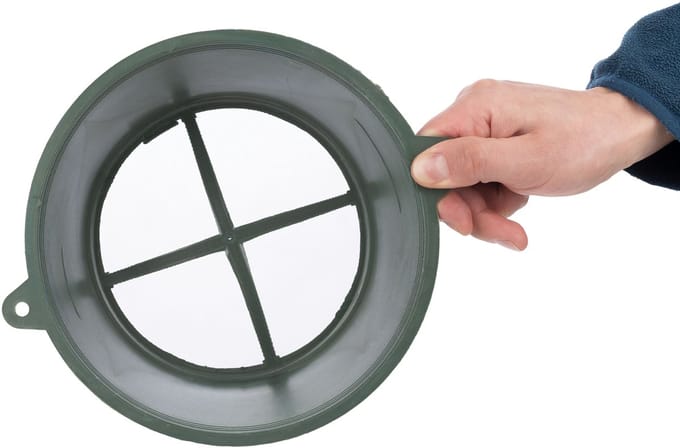 Zwarte zeef voor het zeven van verf (150x85x65mm)