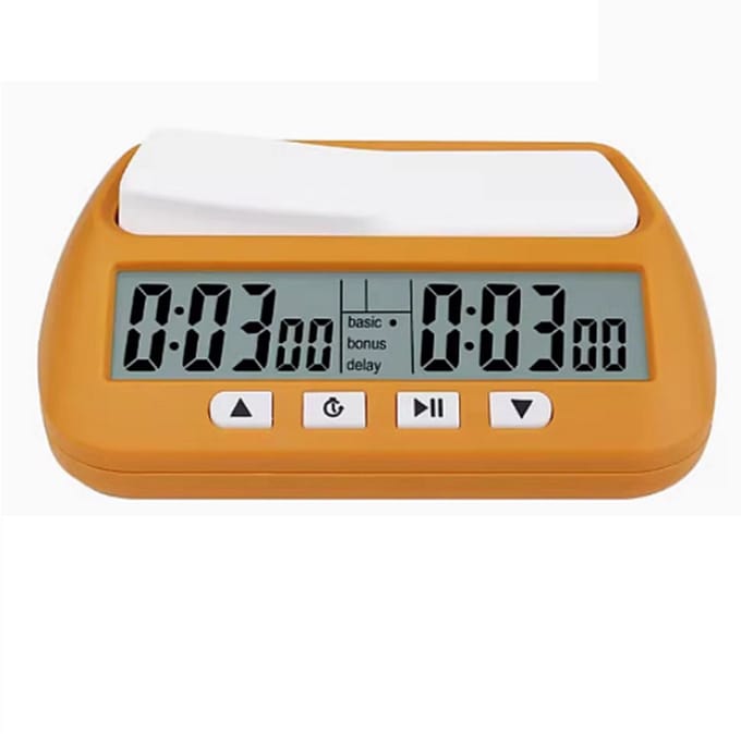 Timer - Digitale Timer - Schaaktimer - Schaakklok - Digitale schaaktimer professioneel - Voor bordspellen met alarm - 3-in-1 multifunctionele draagbare klok (Oranje)
