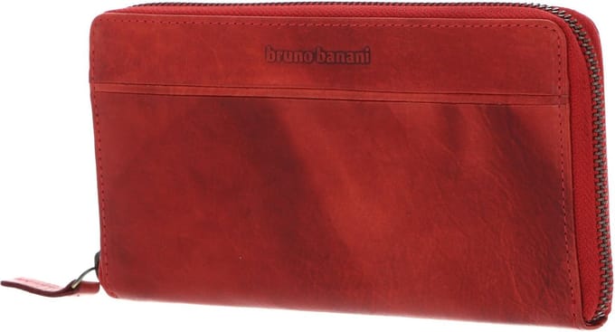 bruno banani Leren Portemonnee Frankfurt Zip Around Wallet Red Rood