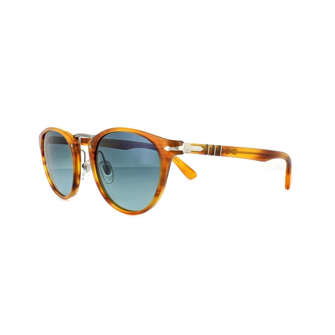 PERSOL Zonnebril 3108 960/S3 Gestreepte Bruine Blauwe Gepolariseerde 49 Mm