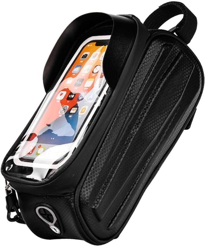 Fietstas Frame - Telefoonhouder Tas - Fietsen Navigeren - Waterdicht Hard Shell - 2.5 Liter - Zwart
