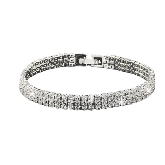 Nivard Armband - Staal - Nep Zilver - Dames - 3 Rijen