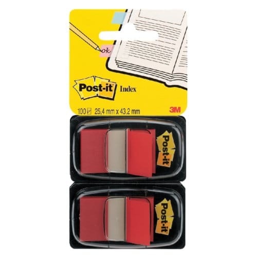 Indextabs post-it 680 25.4x43.2mm duopack rood 2x 50 tabs