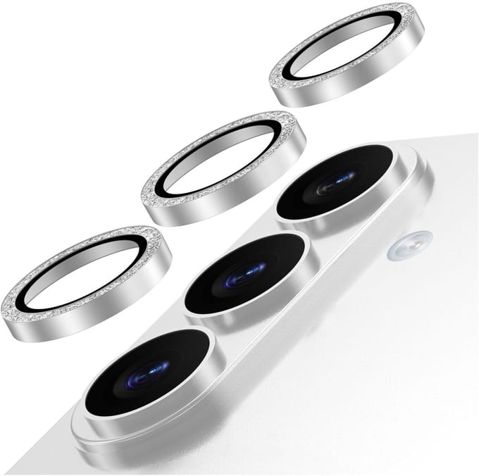 AVY Camera Lens Protector Rings | Geschikt voor Samsung Galaxy S26 Plus | Camera Lens Protector Glas | Schokbestendig | Krasbestendig | met Applicator | Glitter Zilver
