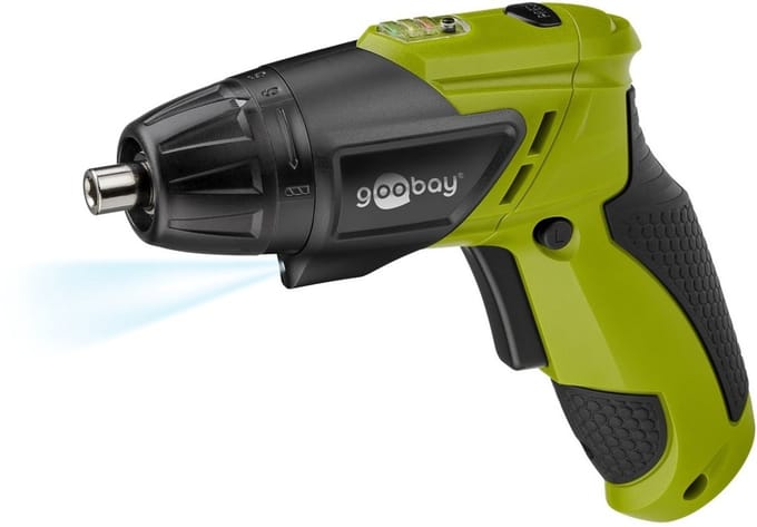 Mini schroevendraaier op accu - 3,6V - Met LED lamp - Groen/zwart