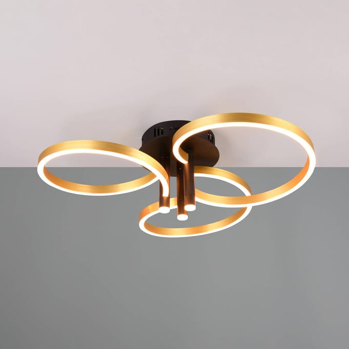 Trio Lighting LED plafondlamp Caruso, goud/zwart, Ø 66 cm metaal CCT dimbaar