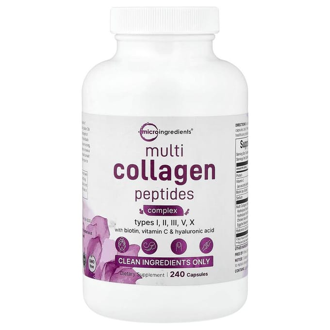 Multi-Collageen Peptiden Complex Met Biotine, Vitamine C & Hyaluronzuur, 240 capsules