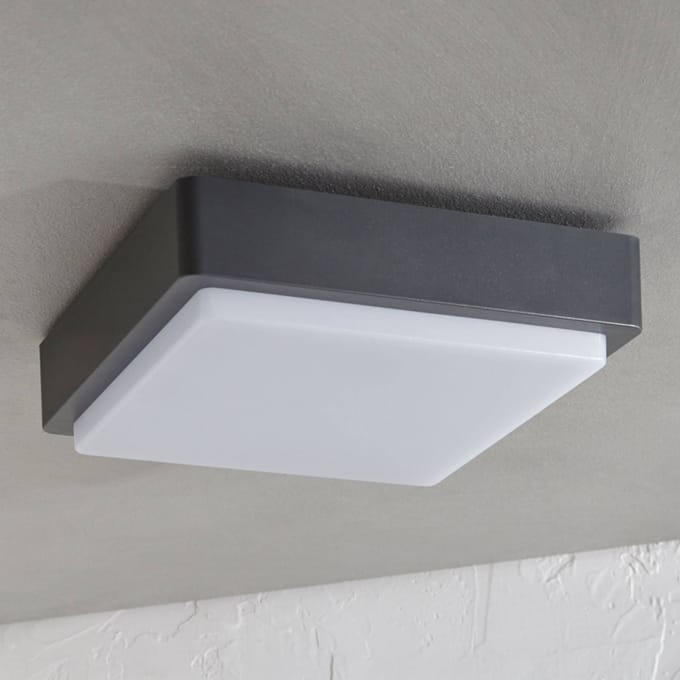Lindby LED buiten plafondlamp Nermin, 22 cm, IP65, hoekig