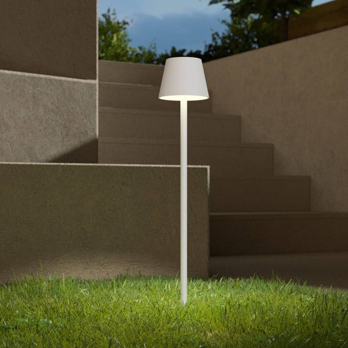 Zafferano LED grondspies lamp Poldina met accu, wit