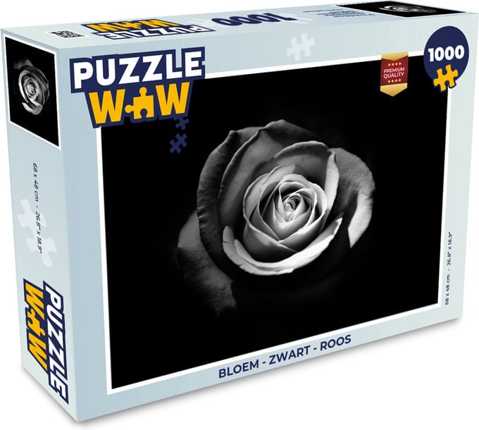Puzzel Bloemen - Zwart - Roos - Wit - Botanisch - Legpuzzel - Puzzel 1000 stukjes volwassenen