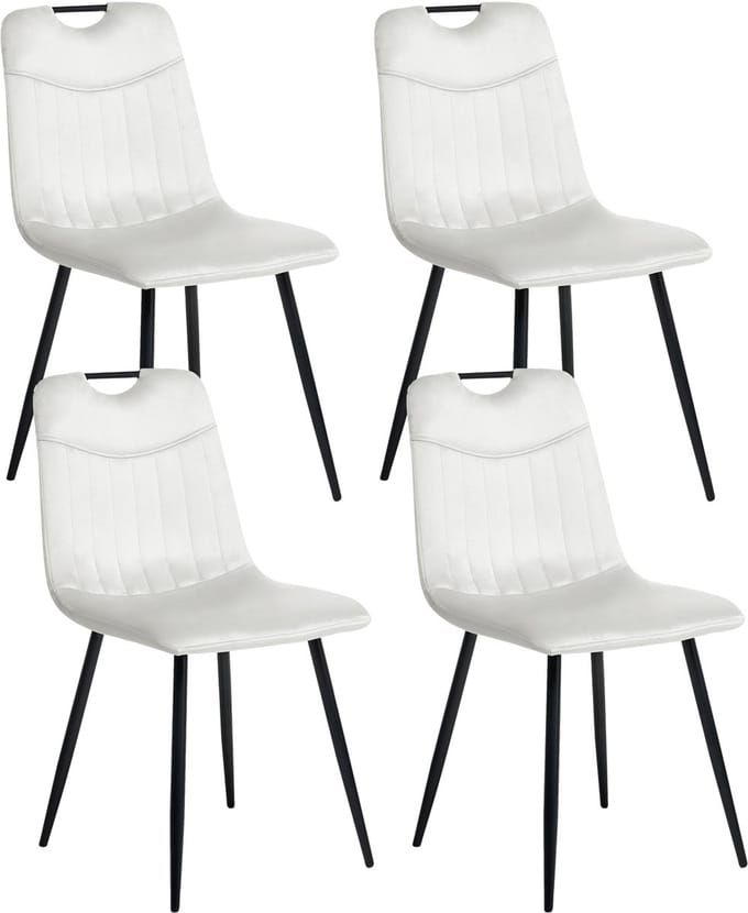 ARGYLE - Eetkamerstoel set van 2 - Off-white - Fluweel