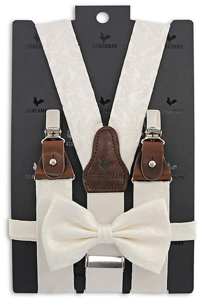 Sir Redman - Bretels met strik - bretels combi pack Paisley Ceremony - champagne