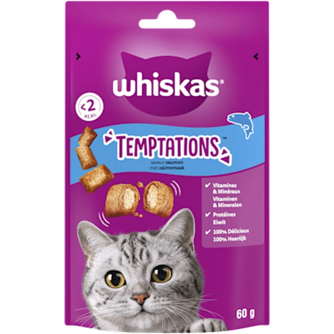Whiskas Temptations - Verwensnacks - Zalm 60 g