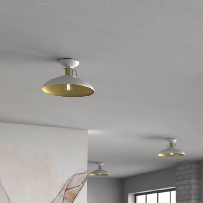 Felix Plafondlamp Wit/Goud E27 - Stijlvol Industrieel Design