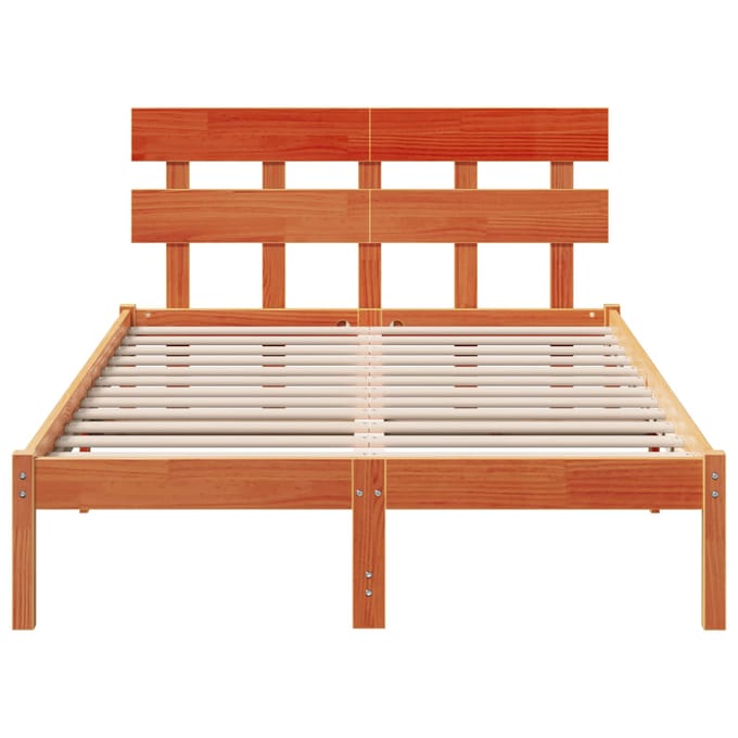 vidaXL - Bedframe - met - hoofdeinde - Bruin - 120 - x - 200 - cm - Massief - grenenhout