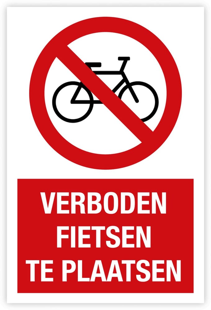 Simbol® - Stickers Verboden fietsen te plaatsen - Formaat 20 x 30 cm.