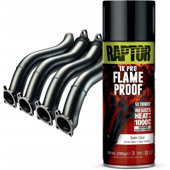 Raptor Flameproof - Hittebestendige BLANKE LAK ZIJDEGLANS spuitbus 400ml