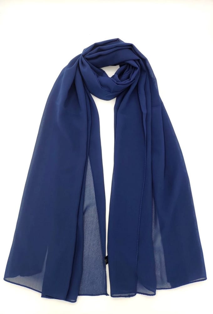 Lange dames sjaal Ditte-effen marine blauw-omslagdoek-stola