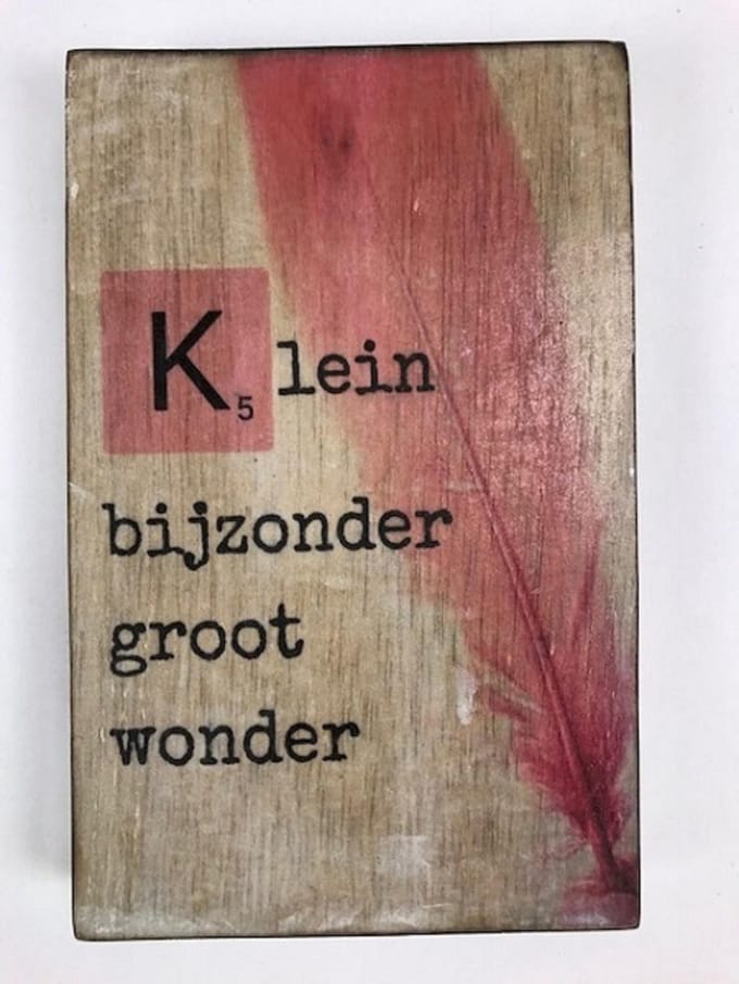 Tekstblok 10x15 2 cm dik K Klein meisje
