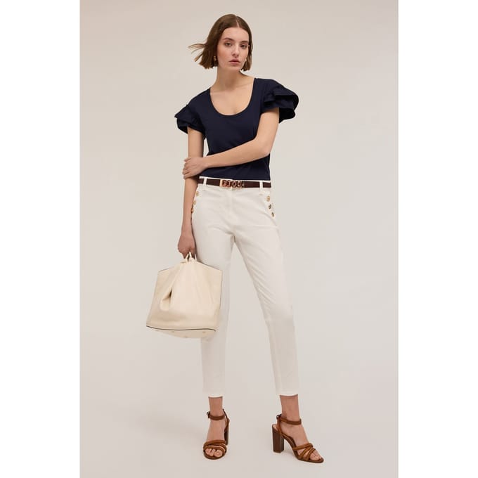 Motivi Regular Trousers With Metal Buttons White Größe: 44 | Stoffhosen Outlet | Damen | Weiß