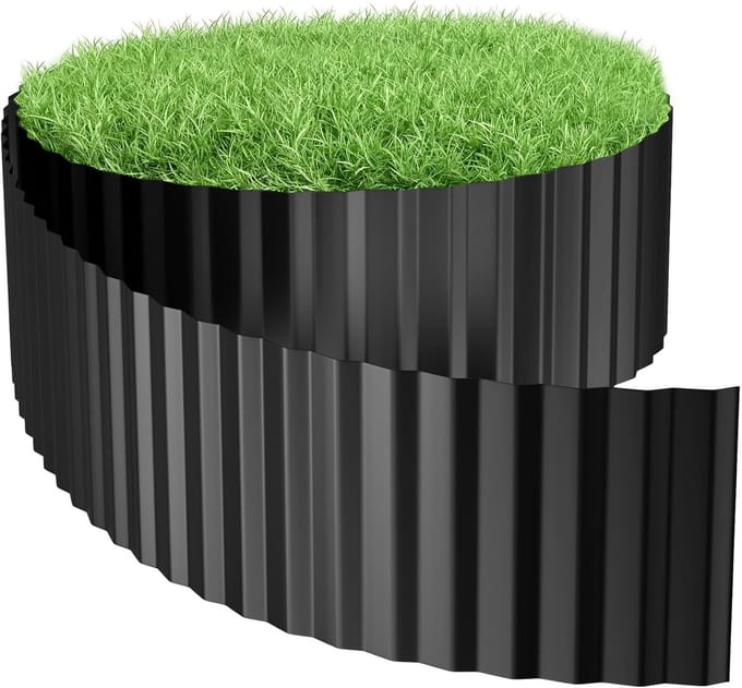 Lawn Edging Metaal - Tuinrand Golf - Tuin Afscheiden - Weerbestendig Gegalvaniseerd - 5 Meter 18cm - Antraciet
