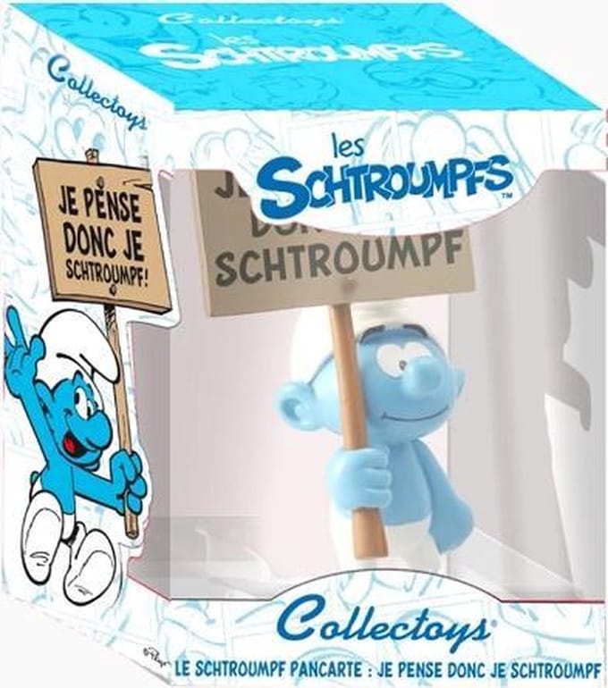 Smurfenbeeldje met bord - Plastoy smurfen figuurtje - 15 cm - Verzamelfiguur