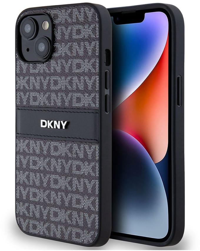 DKNY Textured Tonal Stripe Back Case - Geschikt voor Apple iPhone 14 (6.1") - Zwart