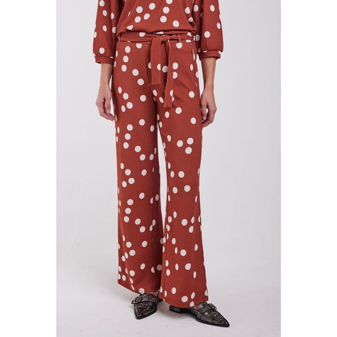 DIDI Dames Pants Flowy Brown Dot print maat 36