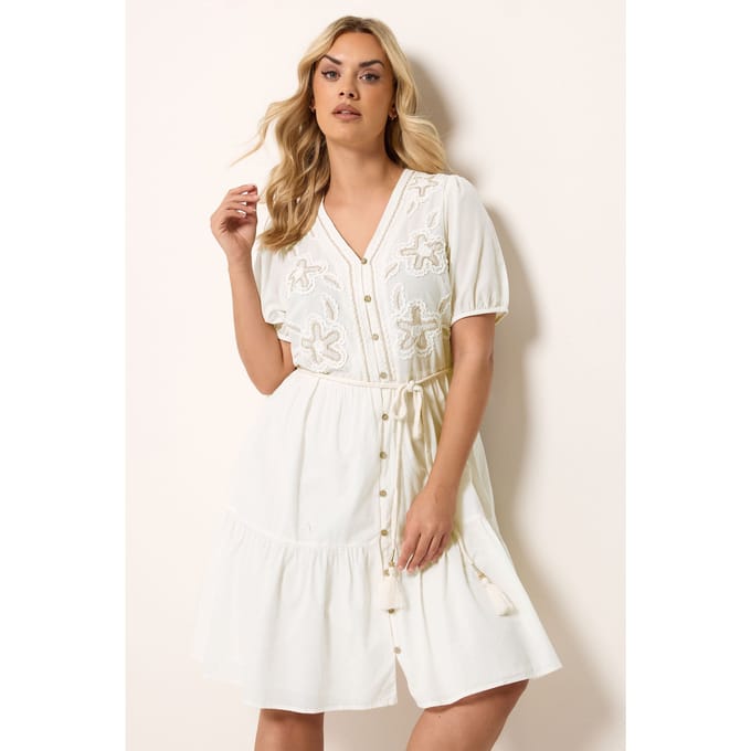 Yours Witte Bloemdetails Shirtjurk Size 46