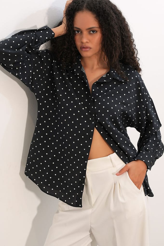 Oversized Polkadot Crepe Shirt