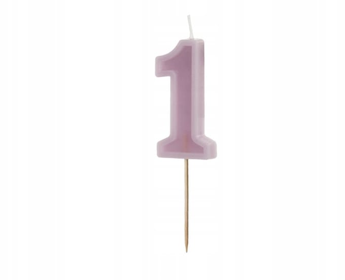 Paarse Verjaardag Kaars Cijfer 1 voor Taart & Cupcakes