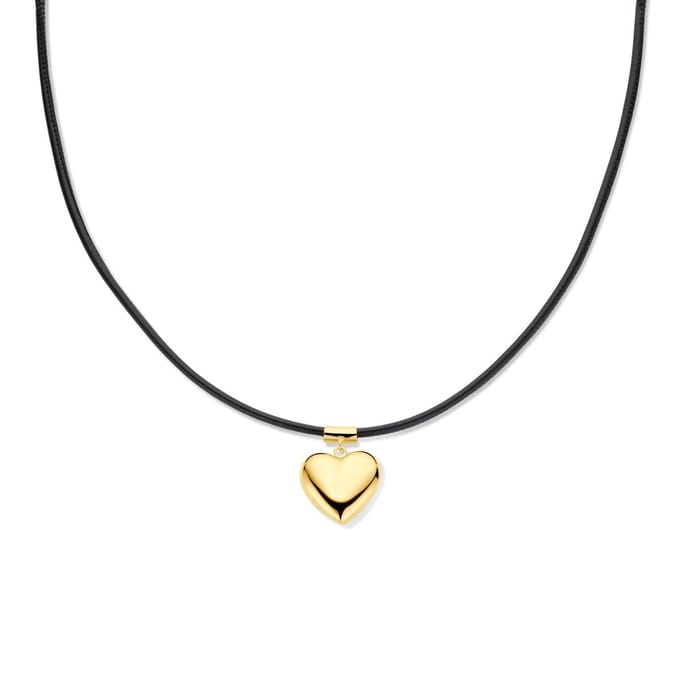 zilver verguld (met rubber/nylon/etc.) collier hart 38 + 6 cm 3 micron 2600125