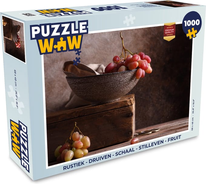 Puzzel Rustiek - Druiven - Schaal - Stilleven - Fruit - Legpuzzel - Puzzel 1000 stukjes volwassenen