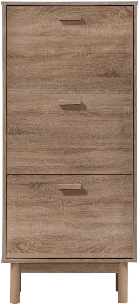 Melanie|Schoenenkast met 3 kleppen in eiken look wit