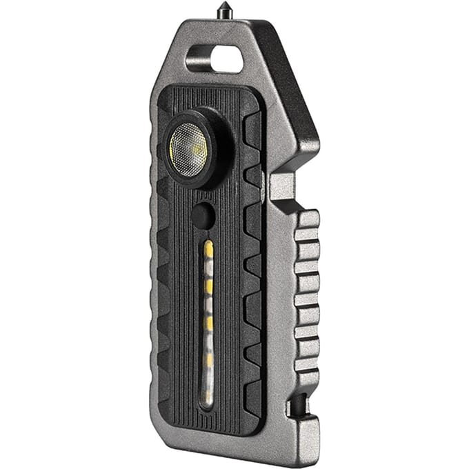Mini LED-zaklamp, sleutelhanger, licht, waterdicht, oplaadbaar, multifunctionele fluitraambreker zilver