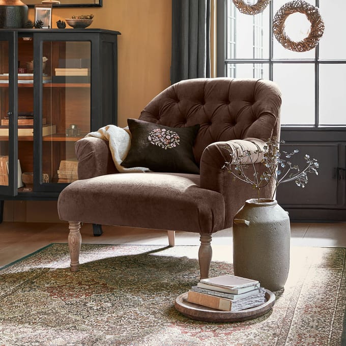 LOBERON Fauteuil Shambrook donkerbruin