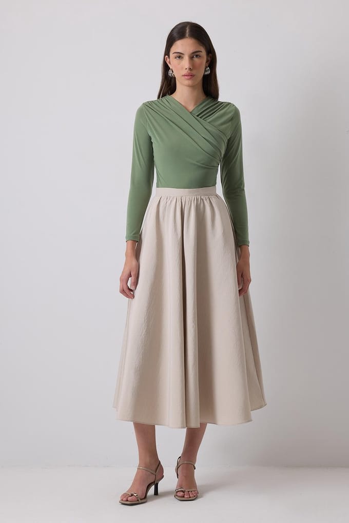 Touché Privé - Gedrapeerde bodysuit - Khaki - Dames