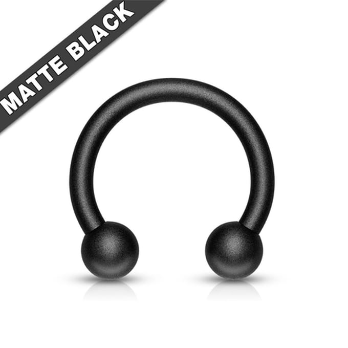 Piercing horseshoe zwart mat 1.2x6x3 - zwart - LMPiercings