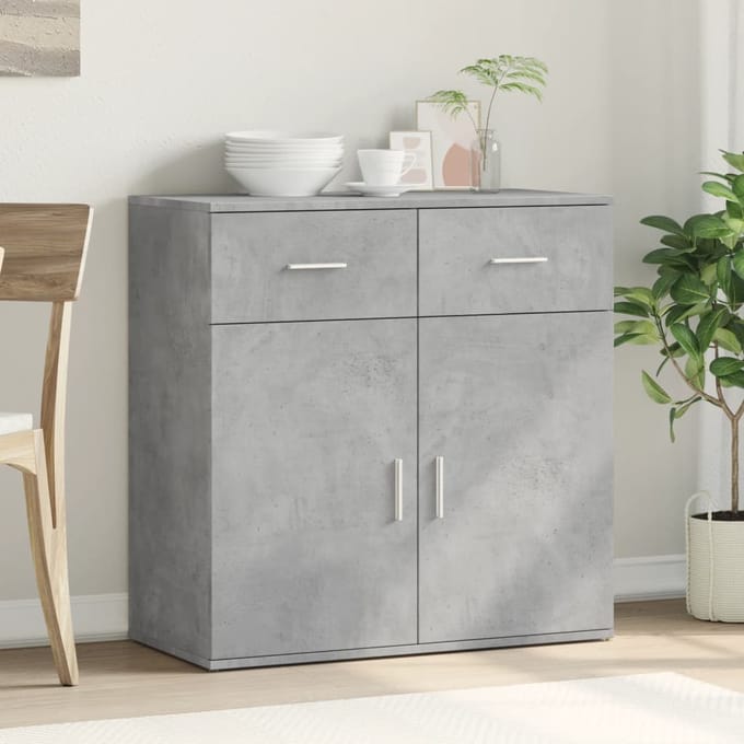 vidaXL - Dressoir - 79x38x80 - cm - bewerkt - hout - betongrijs
