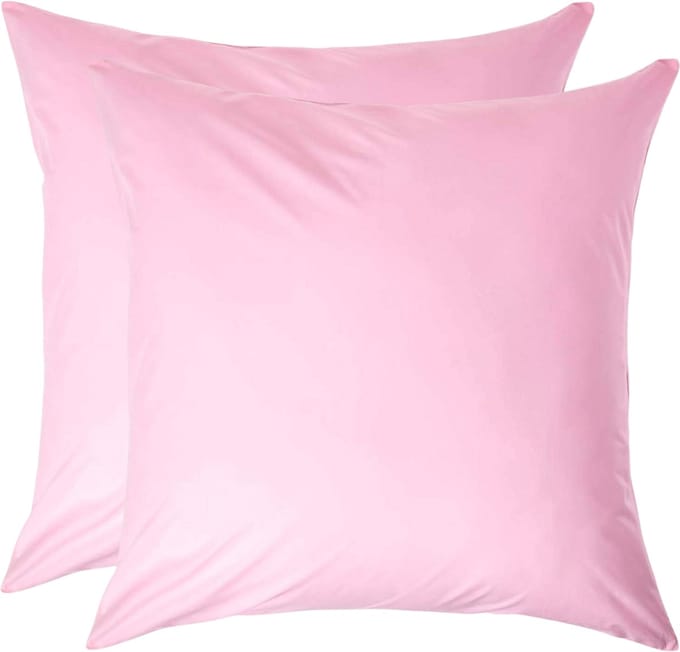 Homescapes Kussensloop 80x80 cm Set van 2 – Roze – 100% Egyptisch Perkal Katoen – 200 TC