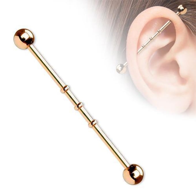 Industrial piercing Notched 38 mm - rose goud - LMPiercings